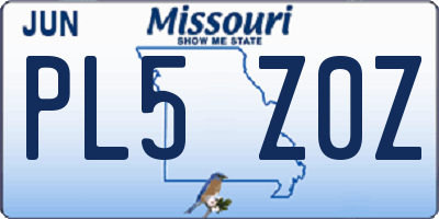 MO license plate PL5Z0Z