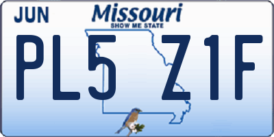 MO license plate PL5Z1F