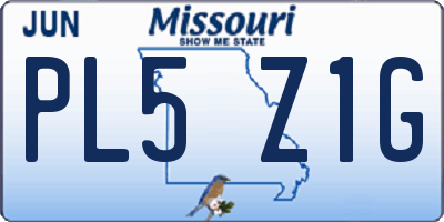 MO license plate PL5Z1G