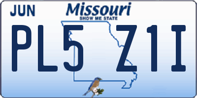 MO license plate PL5Z1I