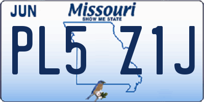 MO license plate PL5Z1J