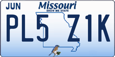 MO license plate PL5Z1K