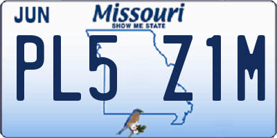 MO license plate PL5Z1M
