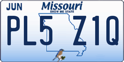 MO license plate PL5Z1Q
