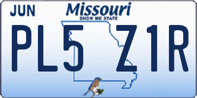 MO license plate PL5Z1R