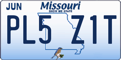 MO license plate PL5Z1T