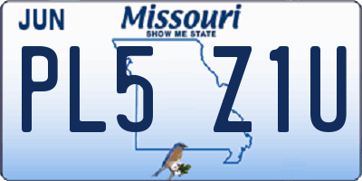 MO license plate PL5Z1U