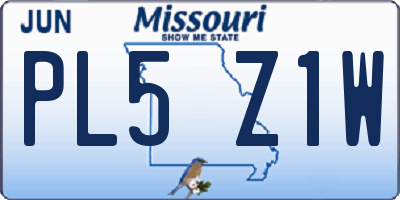MO license plate PL5Z1W