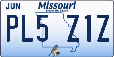 MO license plate PL5Z1Z