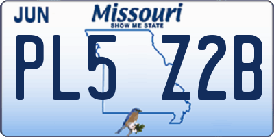 MO license plate PL5Z2B