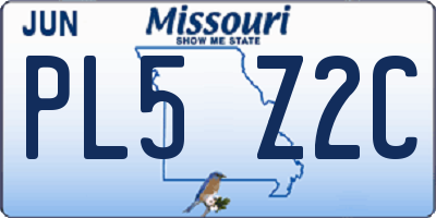 MO license plate PL5Z2C