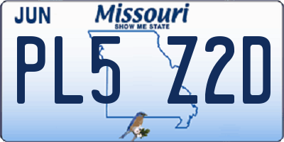 MO license plate PL5Z2D