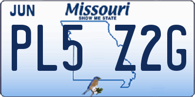 MO license plate PL5Z2G