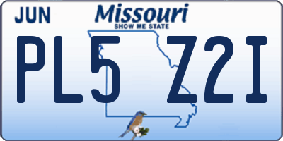 MO license plate PL5Z2I