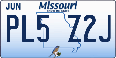 MO license plate PL5Z2J