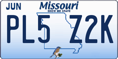 MO license plate PL5Z2K