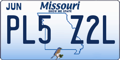MO license plate PL5Z2L