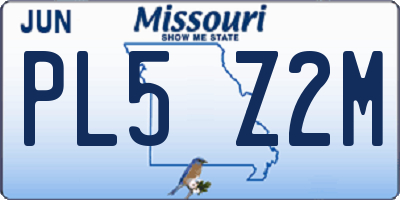 MO license plate PL5Z2M