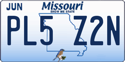 MO license plate PL5Z2N