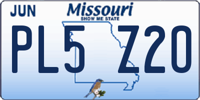 MO license plate PL5Z2O