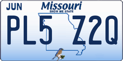 MO license plate PL5Z2Q