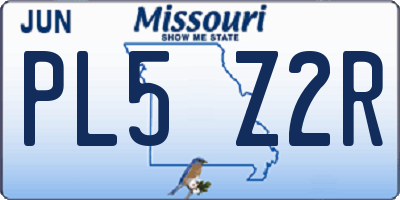 MO license plate PL5Z2R