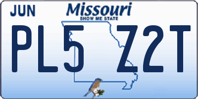 MO license plate PL5Z2T