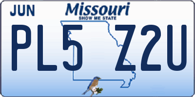 MO license plate PL5Z2U