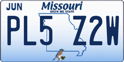 MO license plate PL5Z2W