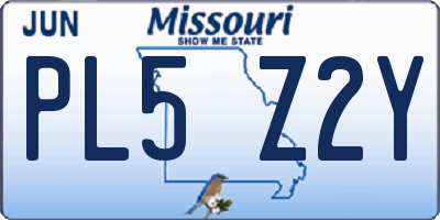 MO license plate PL5Z2Y