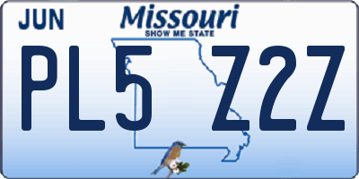 MO license plate PL5Z2Z