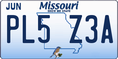 MO license plate PL5Z3A