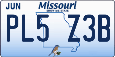 MO license plate PL5Z3B
