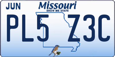 MO license plate PL5Z3C