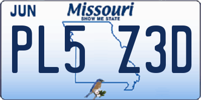 MO license plate PL5Z3D