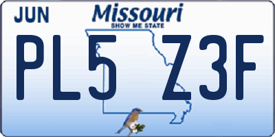 MO license plate PL5Z3F