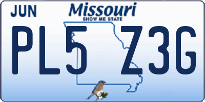 MO license plate PL5Z3G