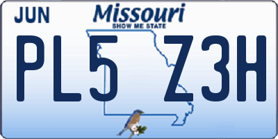 MO license plate PL5Z3H