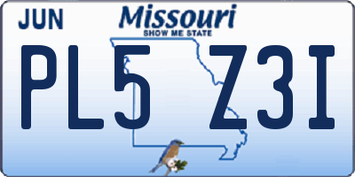 MO license plate PL5Z3I