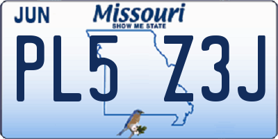 MO license plate PL5Z3J