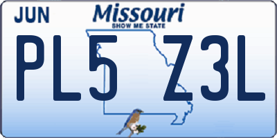MO license plate PL5Z3L