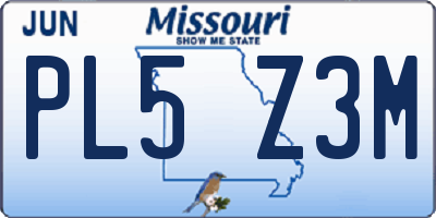MO license plate PL5Z3M