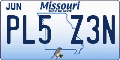 MO license plate PL5Z3N