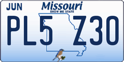 MO license plate PL5Z3O
