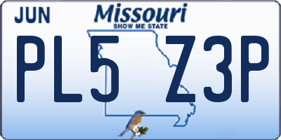 MO license plate PL5Z3P