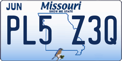 MO license plate PL5Z3Q