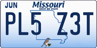 MO license plate PL5Z3T