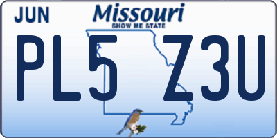 MO license plate PL5Z3U