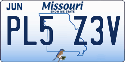 MO license plate PL5Z3V