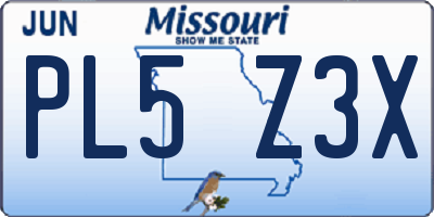 MO license plate PL5Z3X